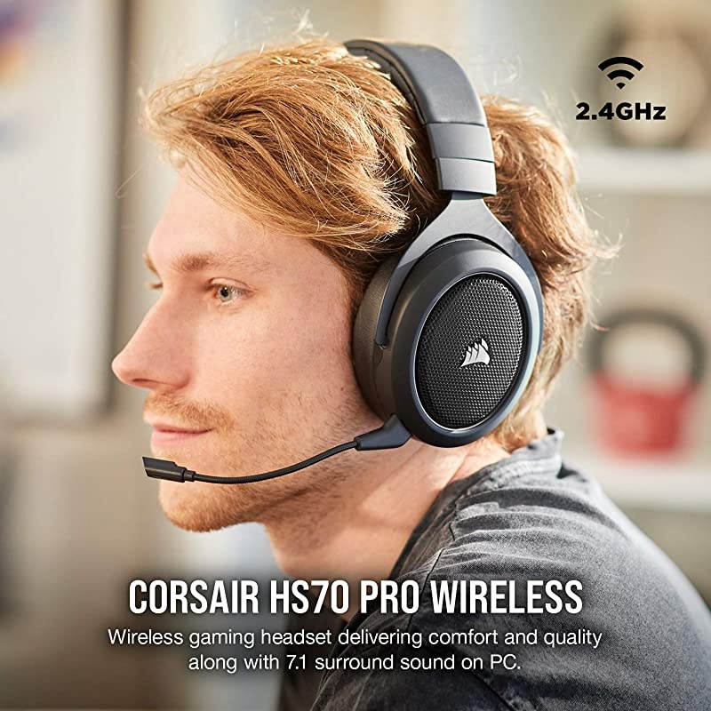 HS70 Pro Wireless Gaming Headset - 7.1 Surround Sound Headphones for PC, PS5, and PS4 - Discord Certified - 50mm Drivers &ndash; Carbon (CA-9011211-NA)