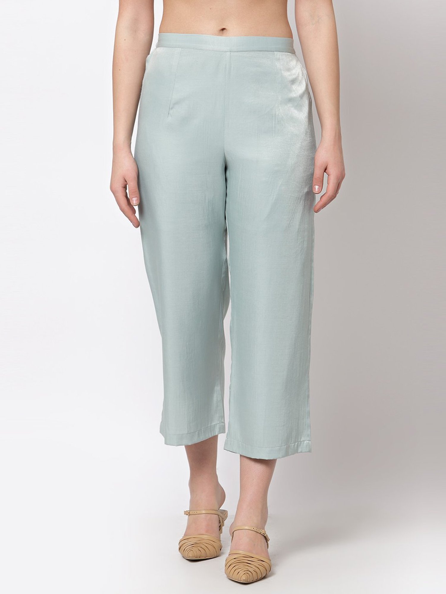 Office & You Blue Straight Fit Palazzos