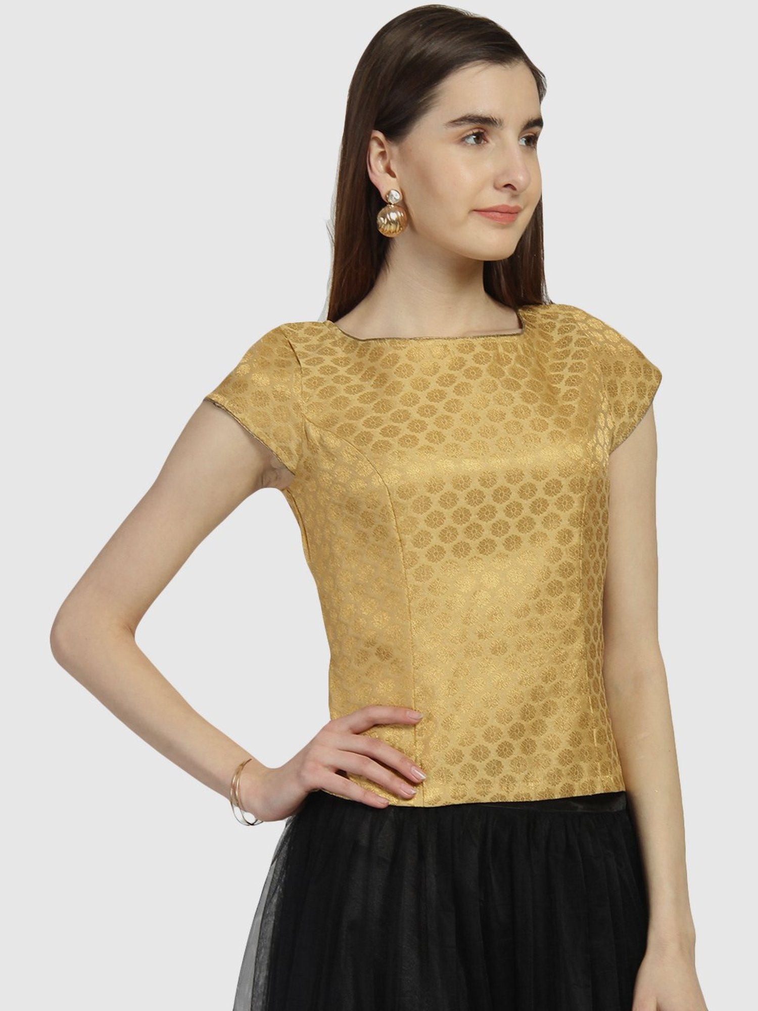 studiorasa Golden Woven Pattern Readymade Blouse