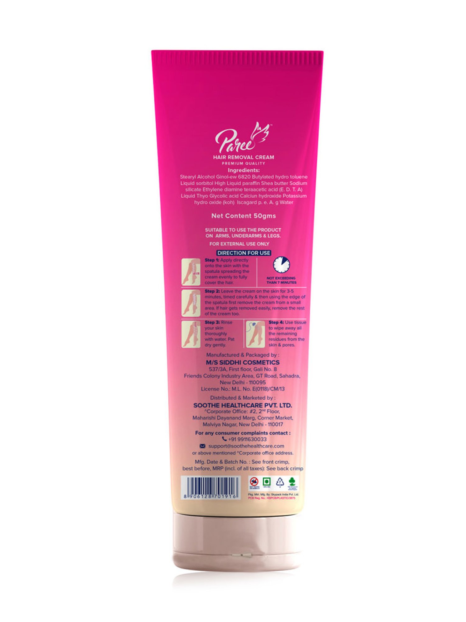 Paree Hair Removal Cream for Women - 50 gm (Pack of 3)
