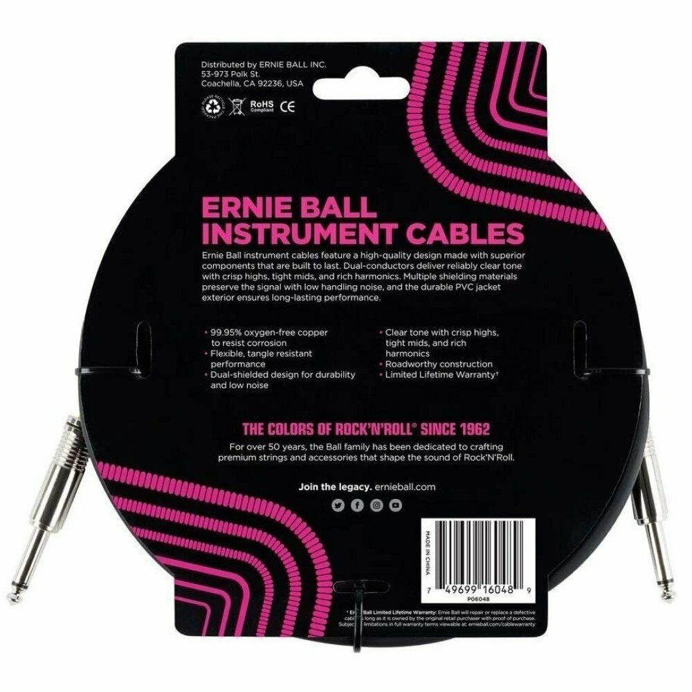 2 Pcs of Ernie Ball 6048 Ultraflex 10' Straight/Straight Instrument Cable, Black