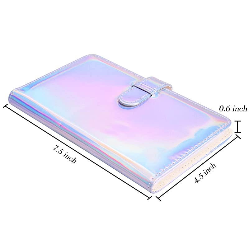 Wallet PU Leather Photo Album Compatible with Fujifilm Instax Mini 11 9 8 90 8+ 26 7s Instant Camera Film, Polaroid Snap Zip Z2300 PIC-300 Film (Bright Silvery)