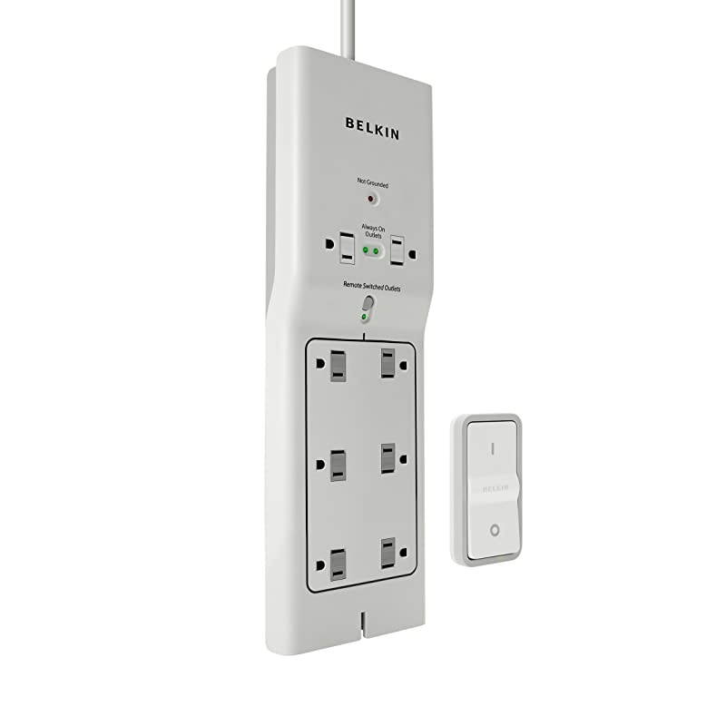 8Outlet Conserve Switch Surge Protector 4ft Cord and Remote White