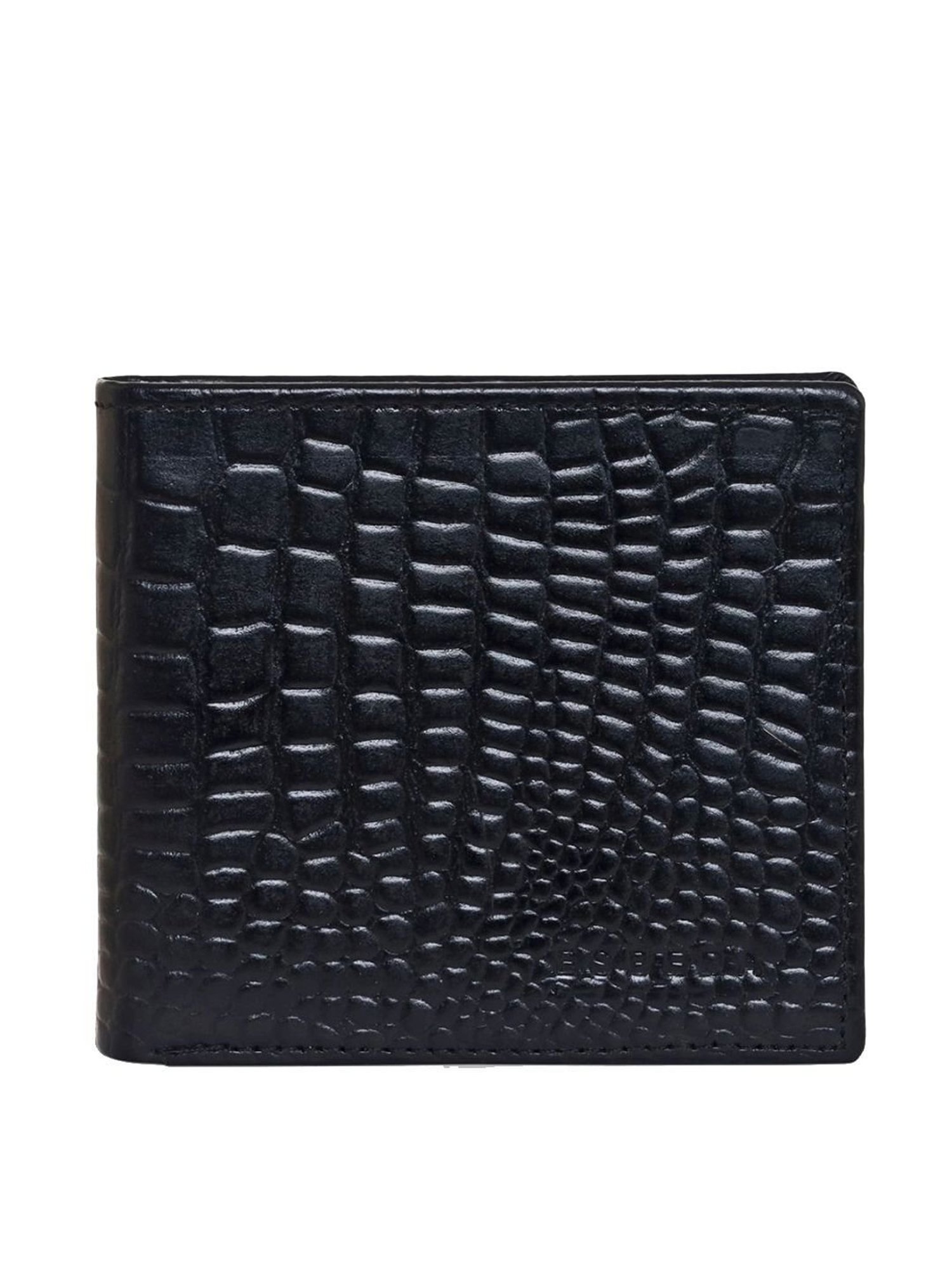 Esbeda Black Casual Leather Bi-Fold Wallet with Belt for Men