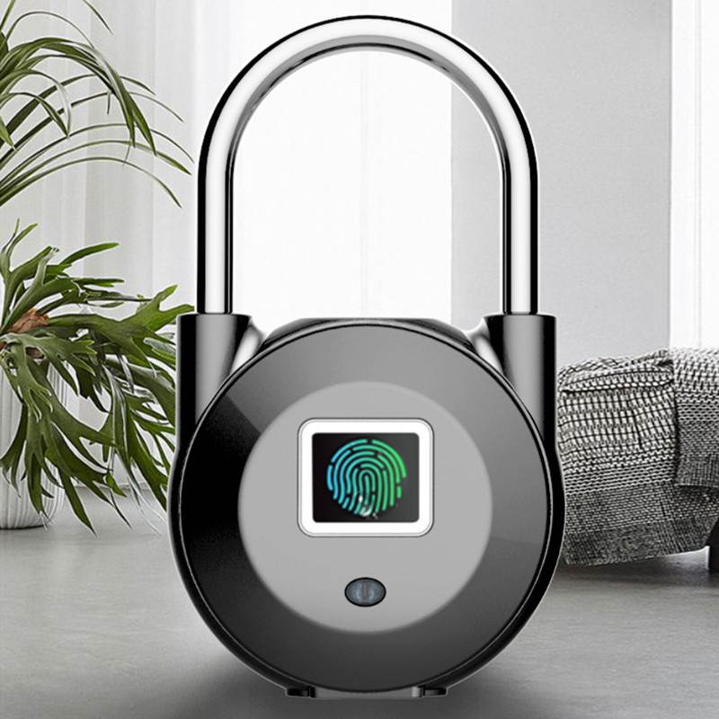 Smart Fingerprint Door Lock Padlock USB Charging Keyless Anti Theft Travel Luggage Drawer Safety Lock Escape Room Lock 0.5 Second Unlock IP65 Waterproof