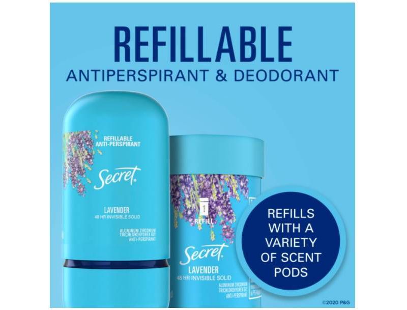 Secret Refillable Invisible Solid Antiperspirant & Deodorant Lavender scent - 2oz