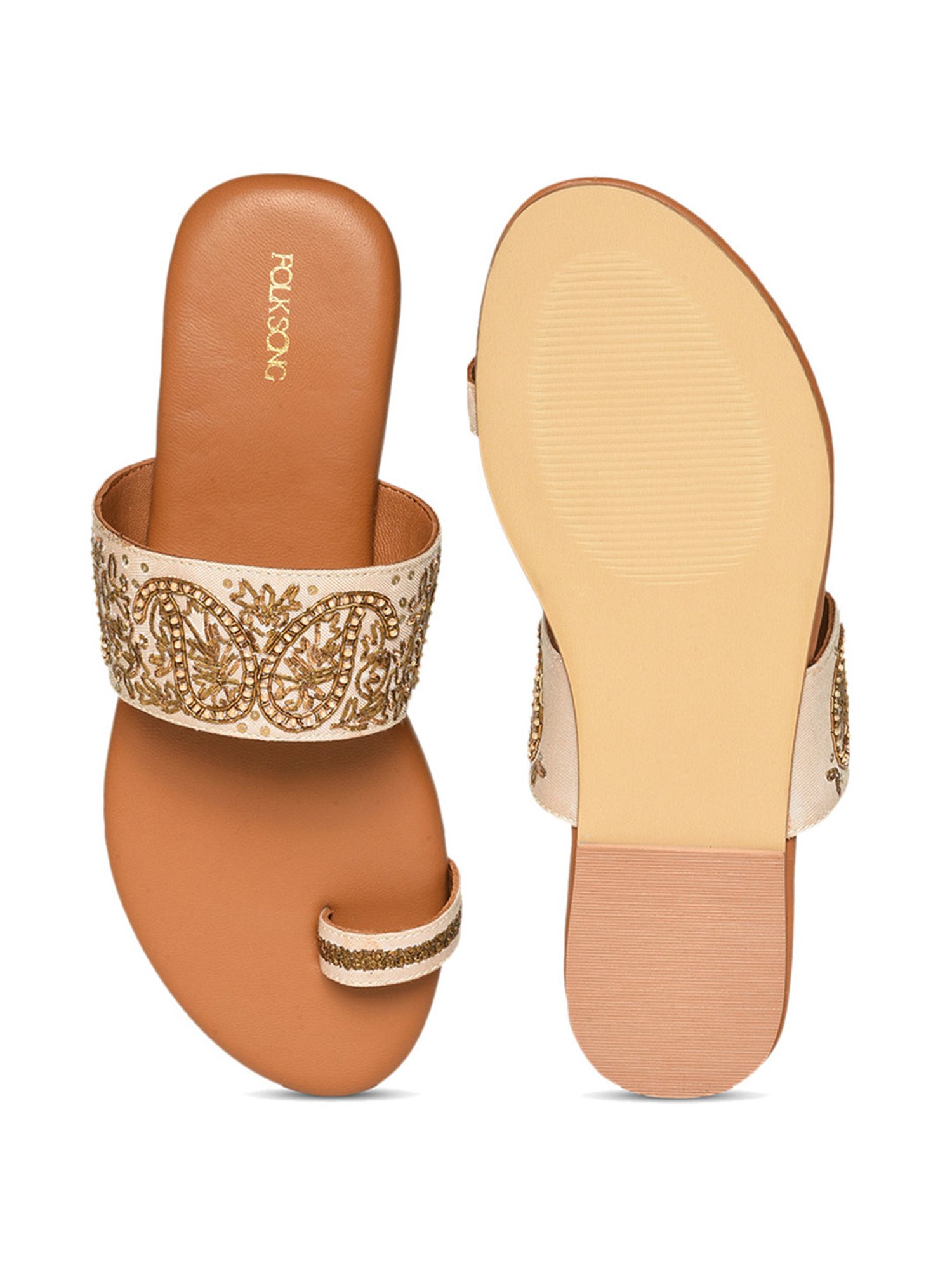 Folksong by W Women's White Toe Ring Sandals