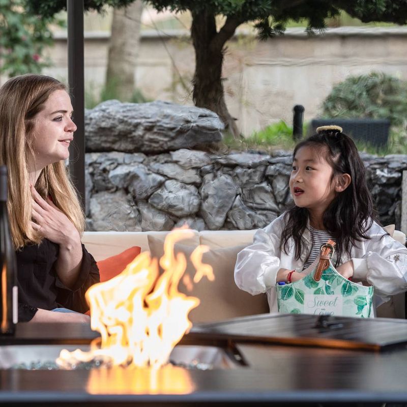 Square Aluminum Fire Pit Table Hammered Black 44" - Legacy Heating