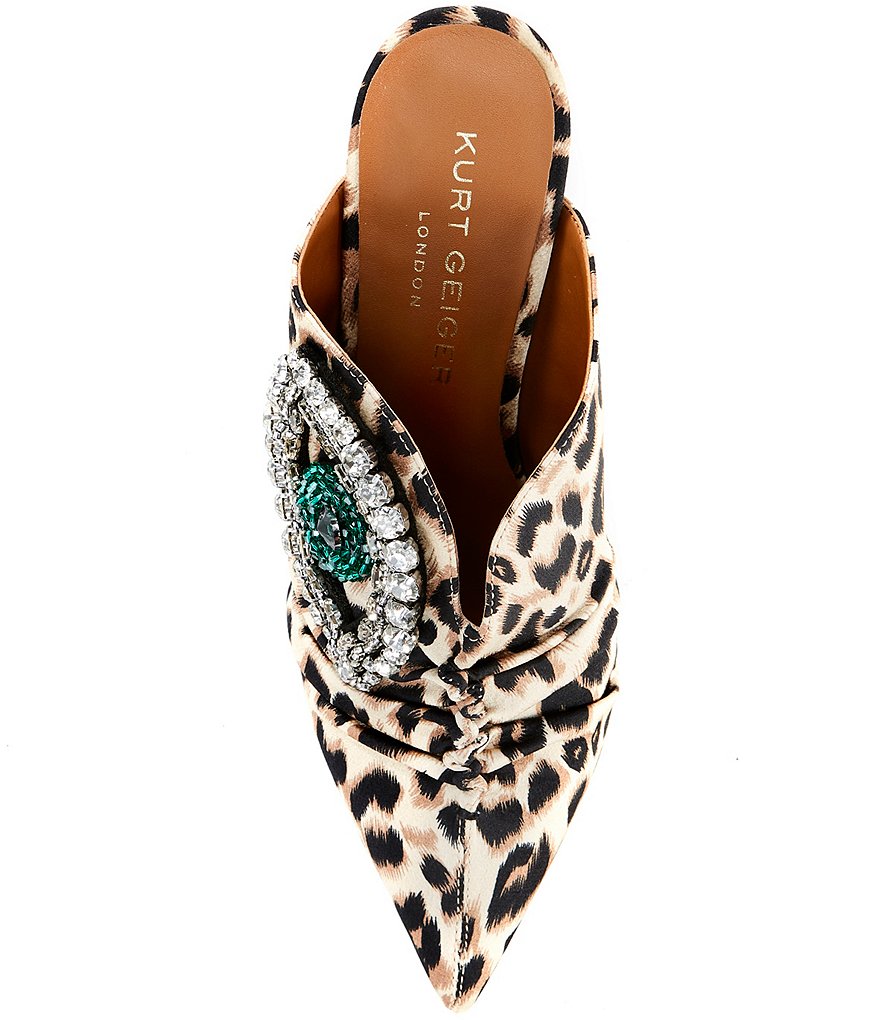 Kurt Geiger London Bella Embellished Leopard Print Dress Mules