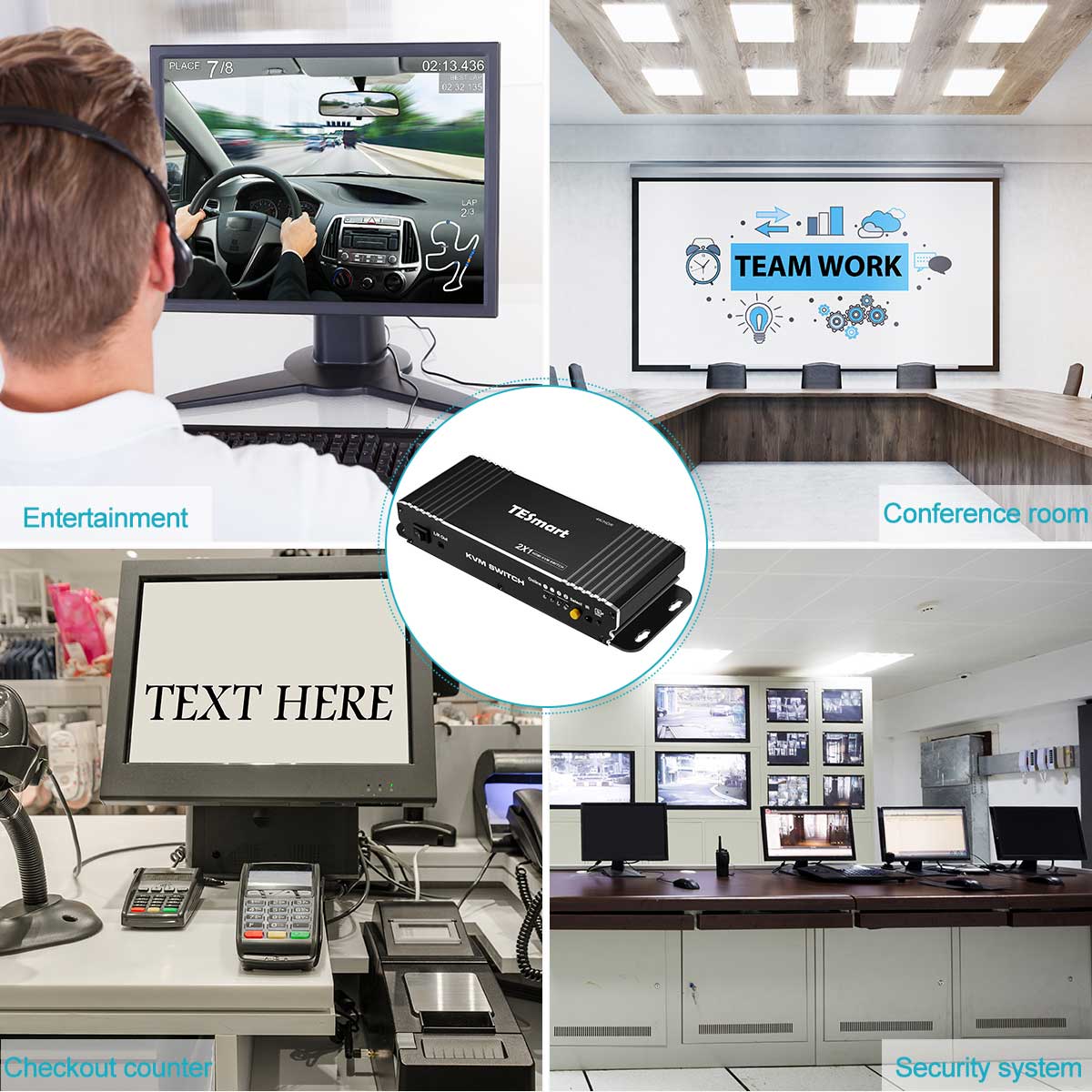 TESmart HDMI 2 input 1 output KVM Switch , support 4k @60hz  HDR 10 and Dolby Vision ,Complaint with HDCP 2.2, With USB2.0 and audio output interface