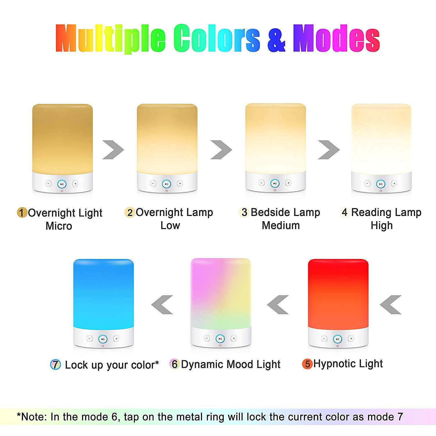 MRCOOL Touch Bedside Lamp with Bluetooth Speaker, Dimmable Warm White Table Lamp & RGB Color Changing LED MP3 Player Mood Light, Best Gift for Men Women Teens Children Kids Night Light