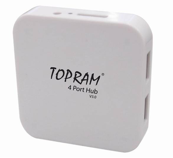 TOPRAM External 4 ports USB 3.0 Super Speed Pocket Sized Slim Design 4-port High Speed Hub up to 5Gbs
