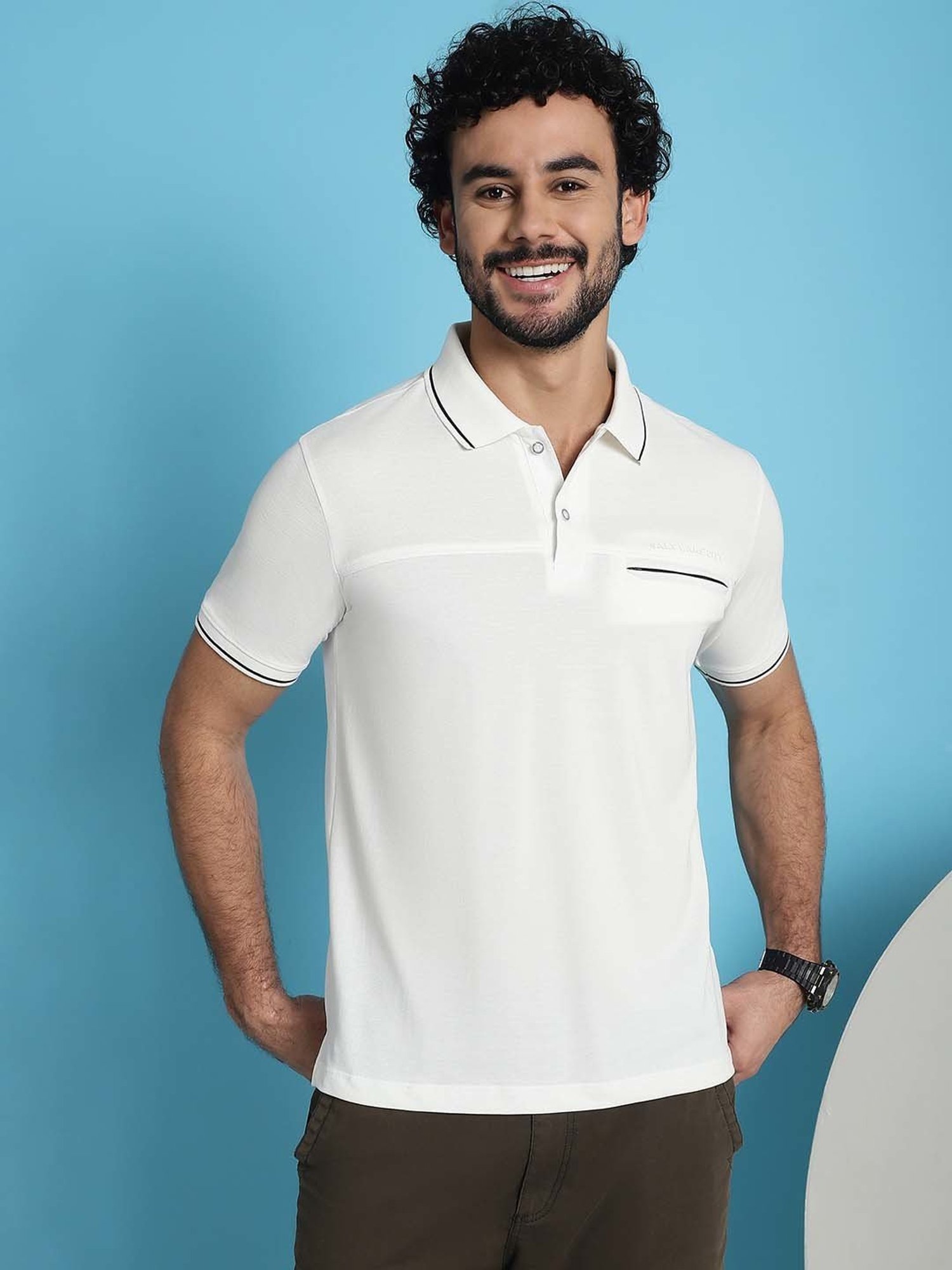 Venitian- Forbidden Clothing Off Whie Slim Fit Printed Polo T-Shirt