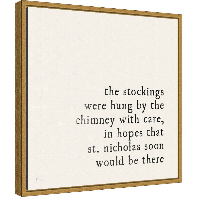 16" x 16" Simple Christmas II Cream by Laura Marshall Framed Canvas Wall Art - Amanti Art