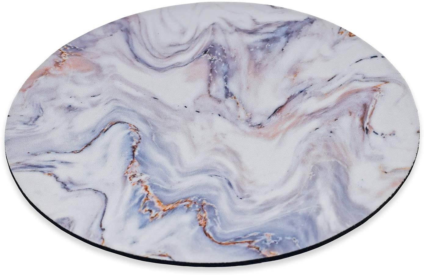 Round Cute Mouse Pad, ToLuLu Mousepad for Desktop Computer Laptop Notebook PC, Anti Slip Rubber Customized Mouse Mat for Working Gaming, Mini Funny Unique Mouse pad for Home, Office, White Gold Marble