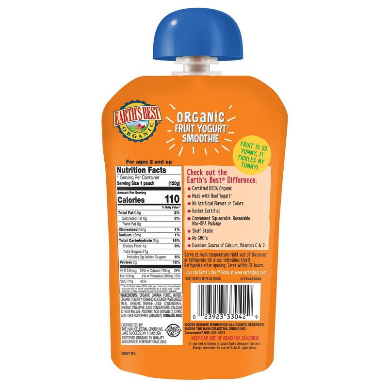 Earth's Best Organic Toddler Pineapple Orange Banana Smoothie - 4.2oz