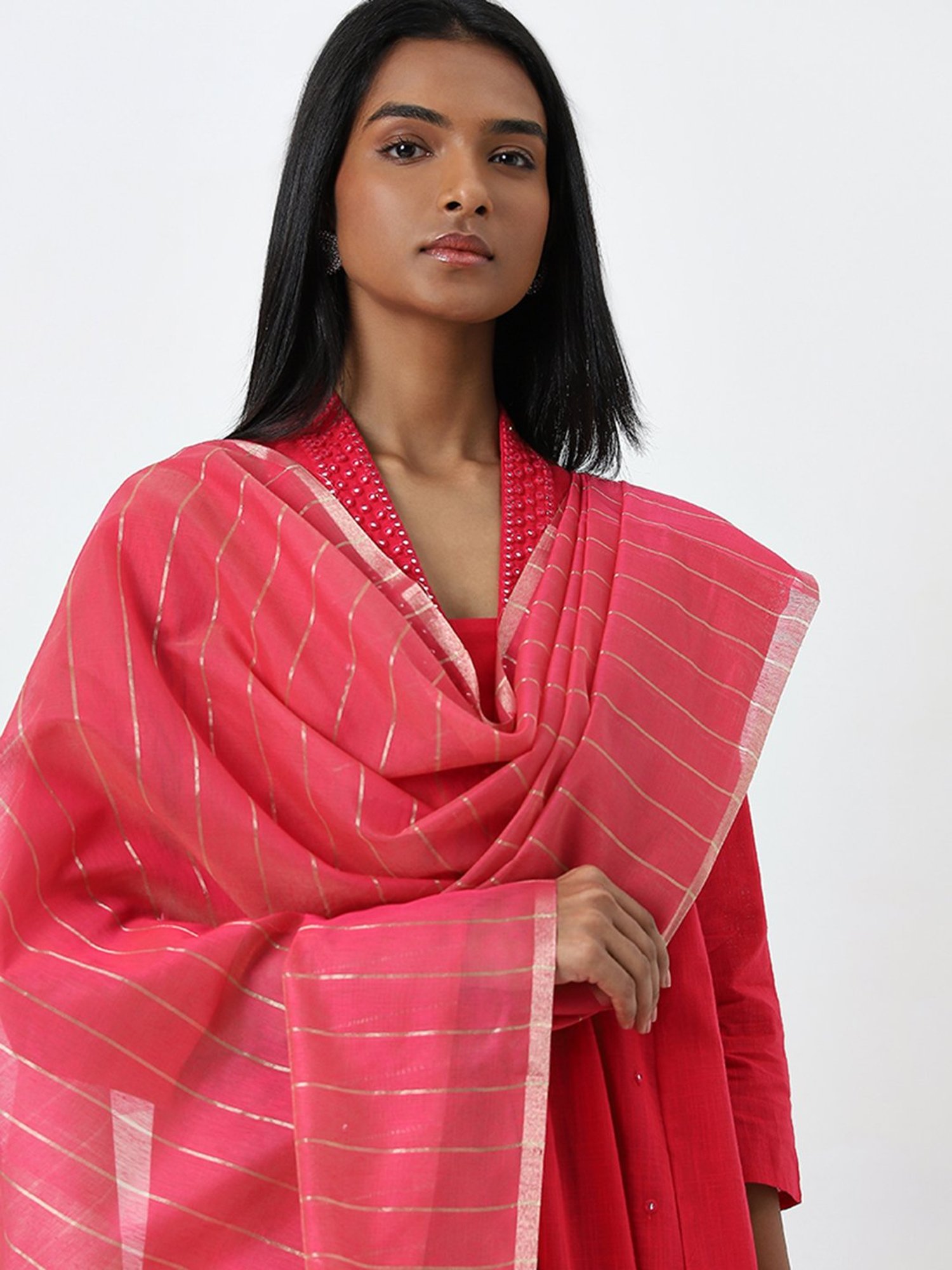 Utsa by Westside Pink Chanderi Dupatta