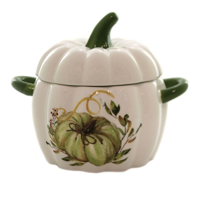 Tabletop 6.0" Lidded Pumpkin Dish Thanksgiving Candy K & K Interiors  -  Serving Bowls