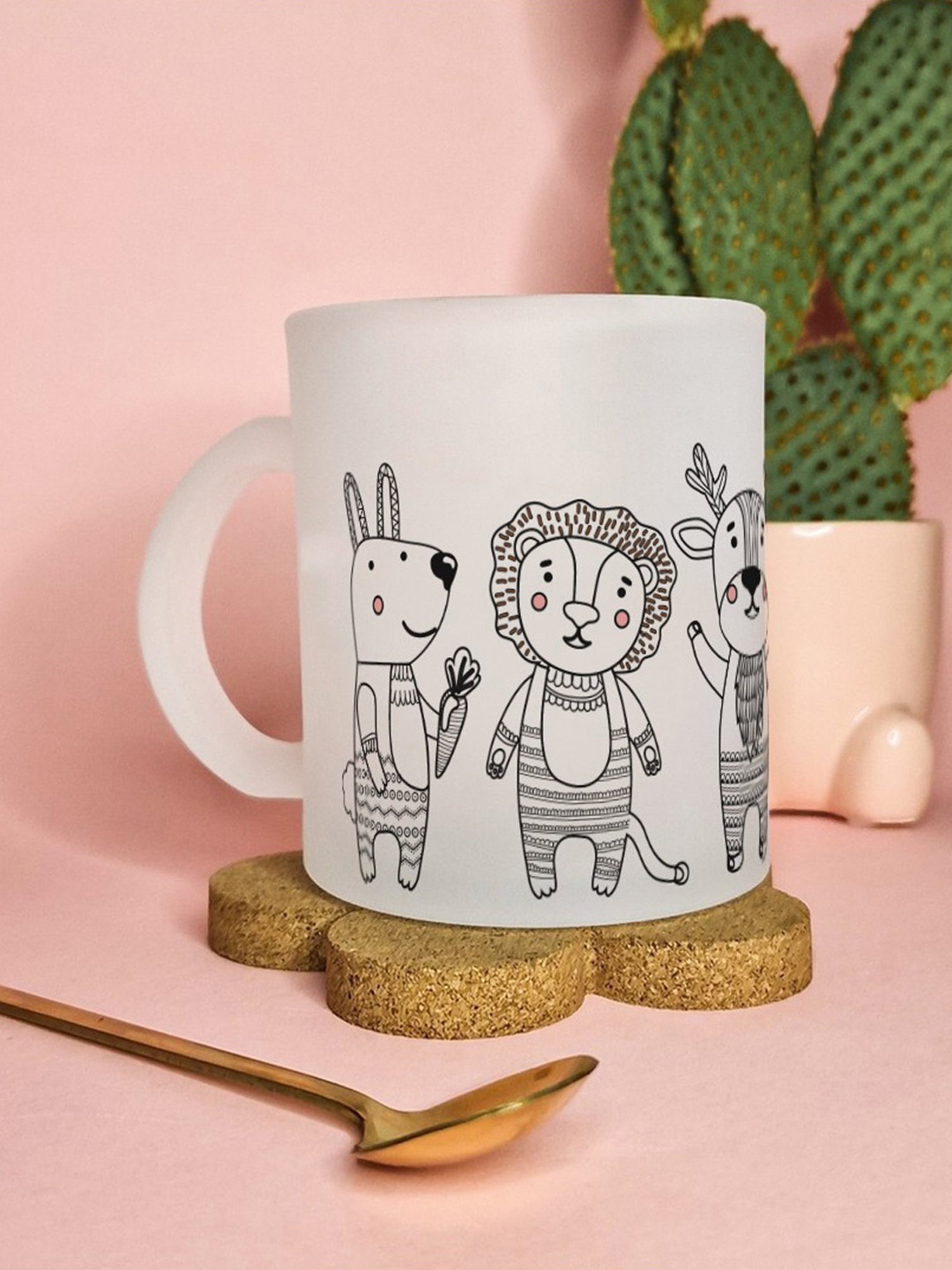 Gathari Aesthetic White Glass Frosted Coffee Mug