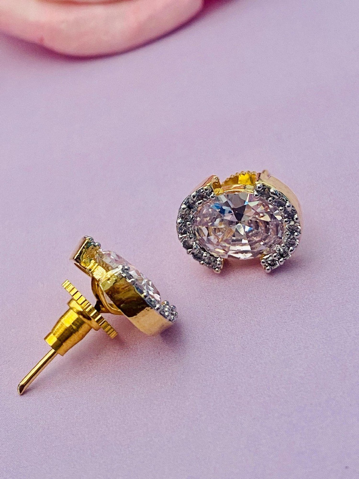 Abdesigns Sterling Silver CZ Oval Cut Stud Earrings