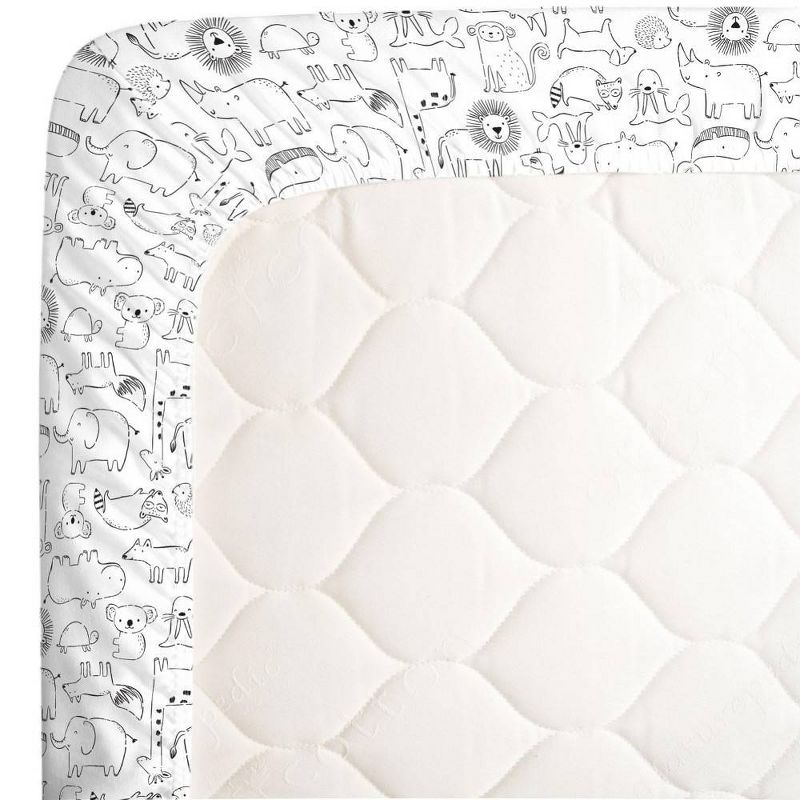 Carter's Black and White Safari Animals Super Soft Mini Crib Fitted Sheet
