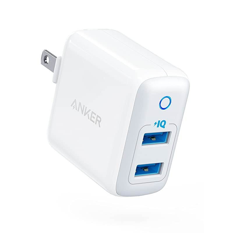 Dual USB Wall Charger, PowerPort II 24W, Ultra-Compact Travel Charger with PowerIQ Technology and Foldable Plug, for iPhone XS/Max/XR/X/8/7/6/Plus, iPad Pro/Air 2/mini 4, Galaxy S9/S8/+ and More