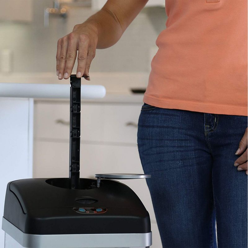 iTouchless Sensor Kitchen Trash Can with Built-In Compactor and AbsorbX Odor Filter 13 Gallon Silver Stainless Steel