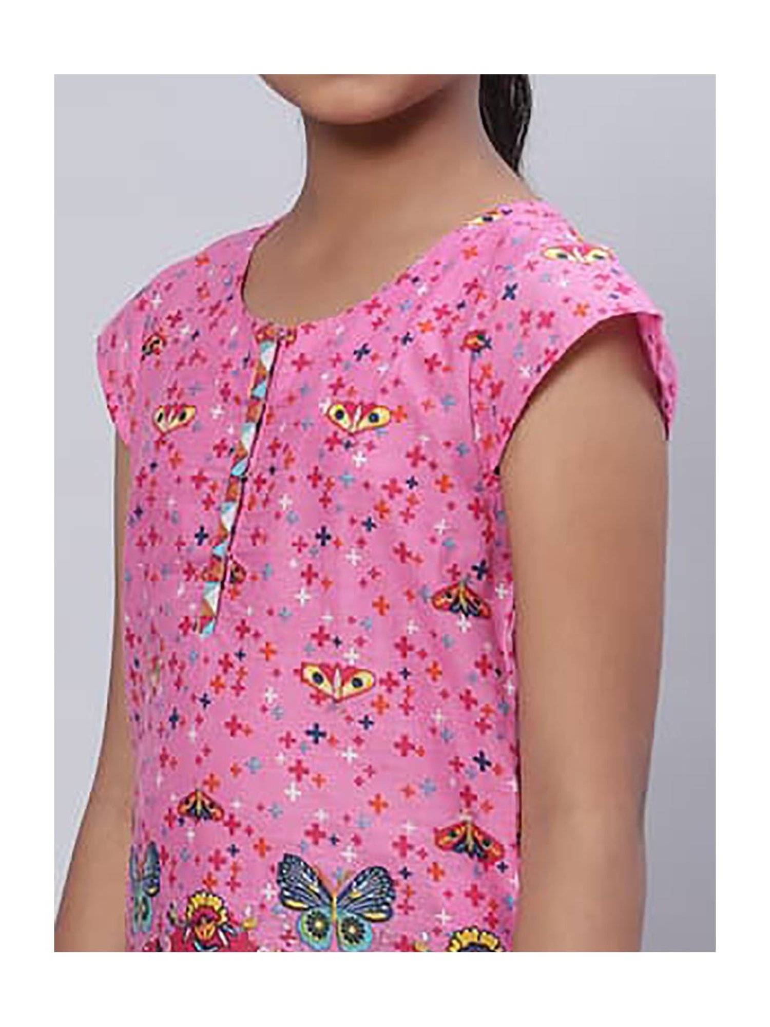 BIBA Girls Pink Printed Kurti