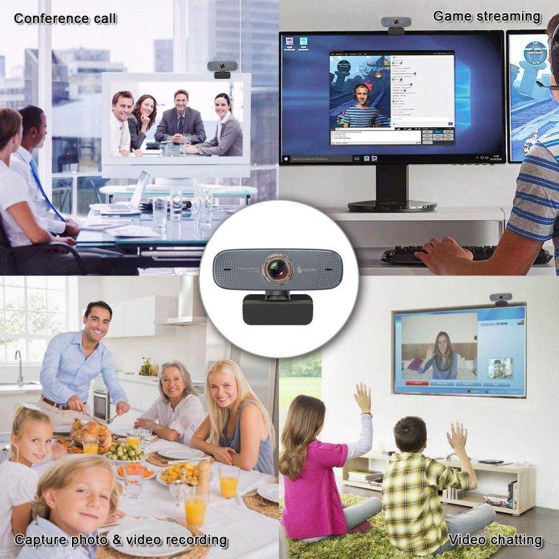 1080P USB Webcam with Mic PC Camera for Video Calling & Recording Video Conference/Online Teaching/Business Meeting Compatible with Computer Desktop Laptop MacBook for Windows Android iOS