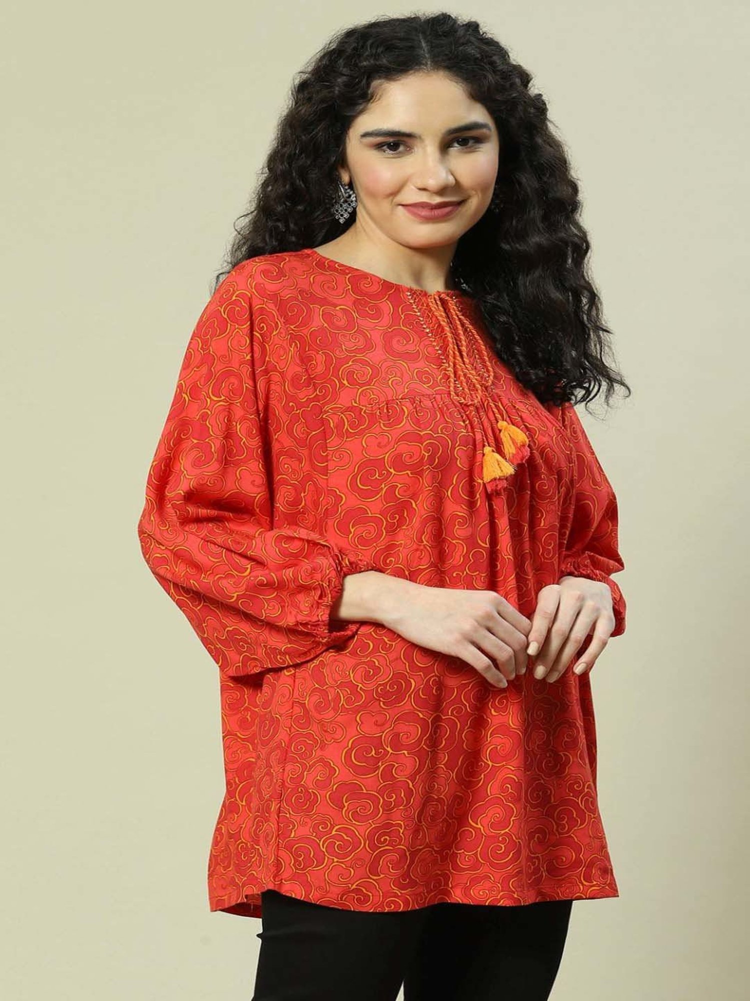 Rangriti Red Printed Top