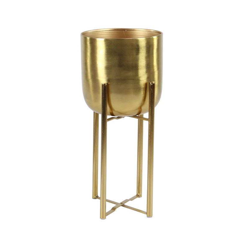 Set of 2 Planters with Stand Gold - CosmoLiving by Cosmopolitan