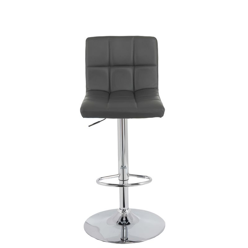 Set of 2 Medium Back Adjustable Bonded Leather Barstool Dark Gray - CorLiving