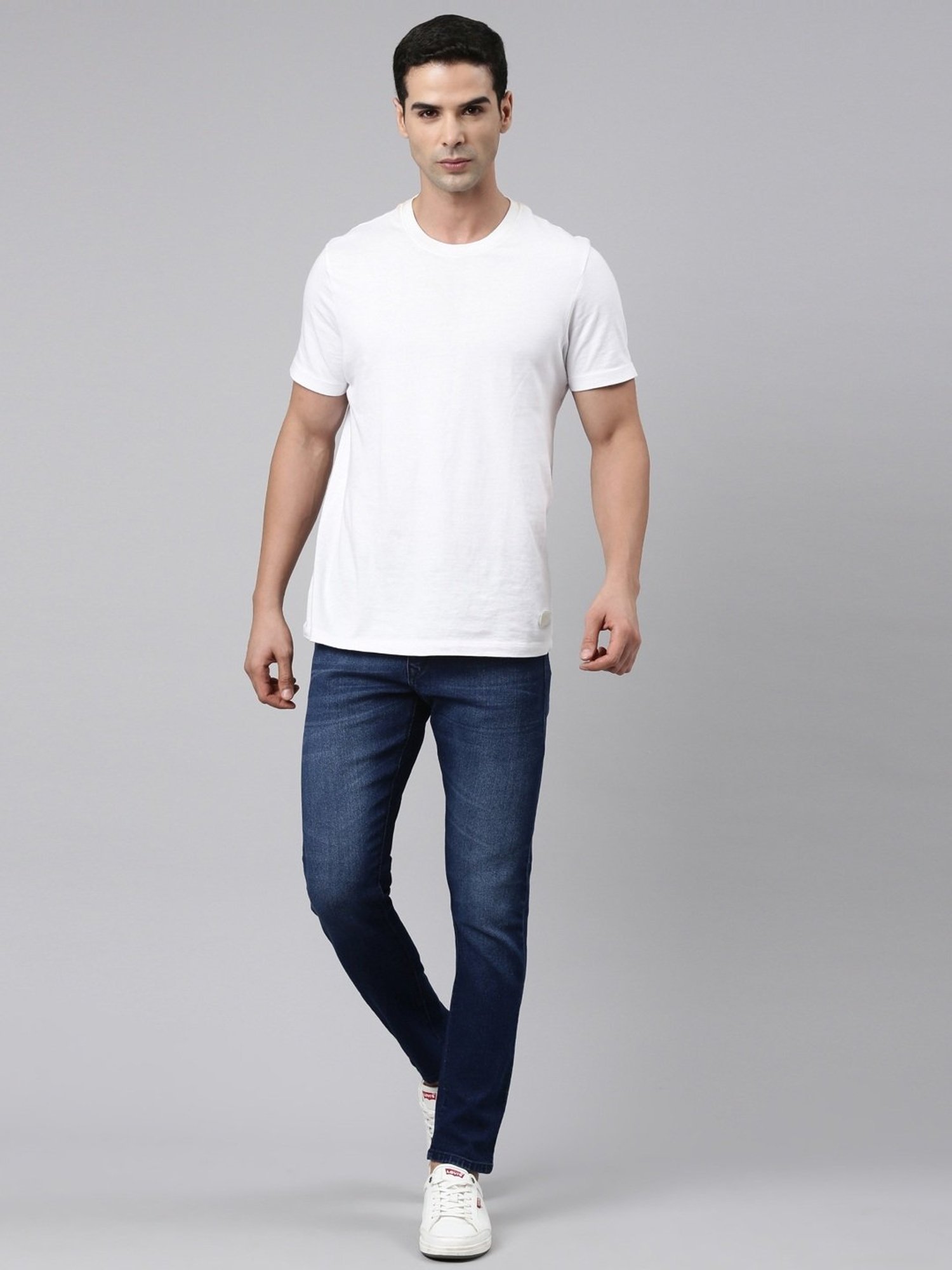 CINOCCI Dark Navy Cotton Slim Fit Jeans