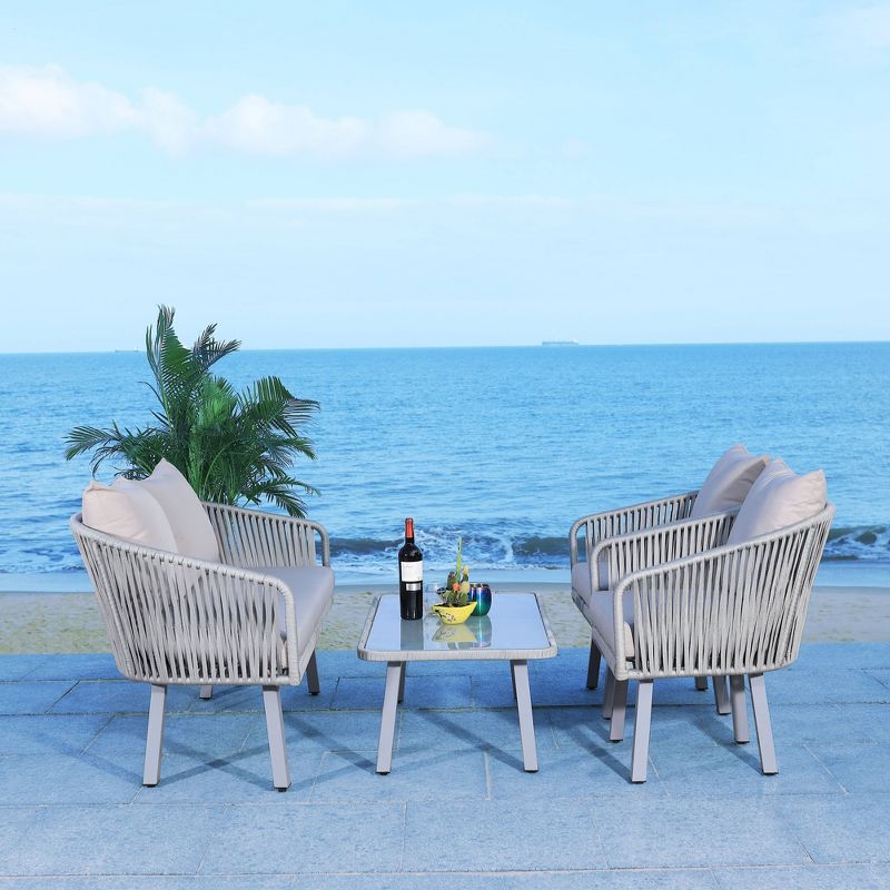 Jorda 4pc Rope Living Set - Gray - Safavieh