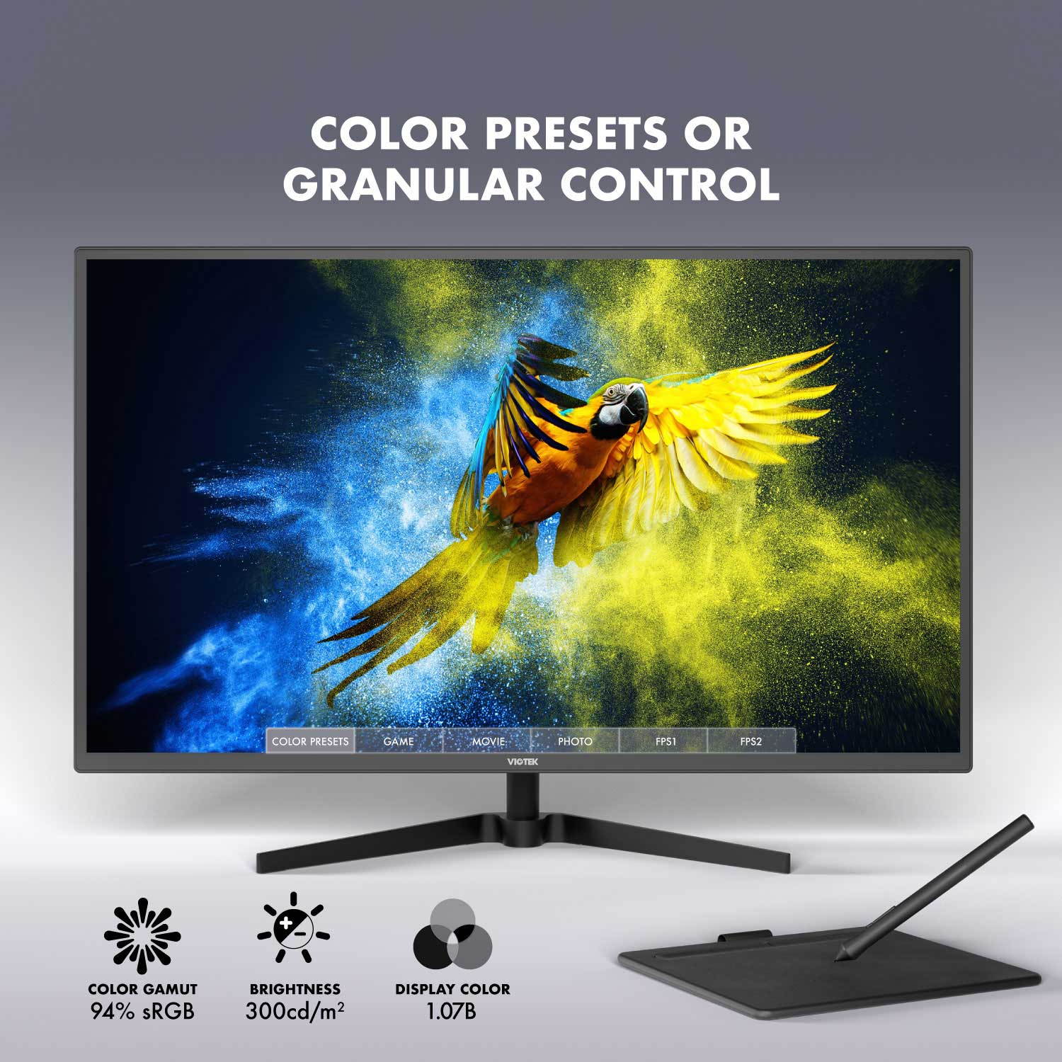 VIOTEK FI32DB 32-Inch IPS QHD Monitor 75Hz&mdash;Ultra-Slim Design 1440p 10-Bit 1.07G Displayable Colors & Ultra-Vivid Mode, FreeSync/G-Sync, HDMI DP mini-DP VGA 3.5mm&mdash;3 Years Zero Dead Pixels