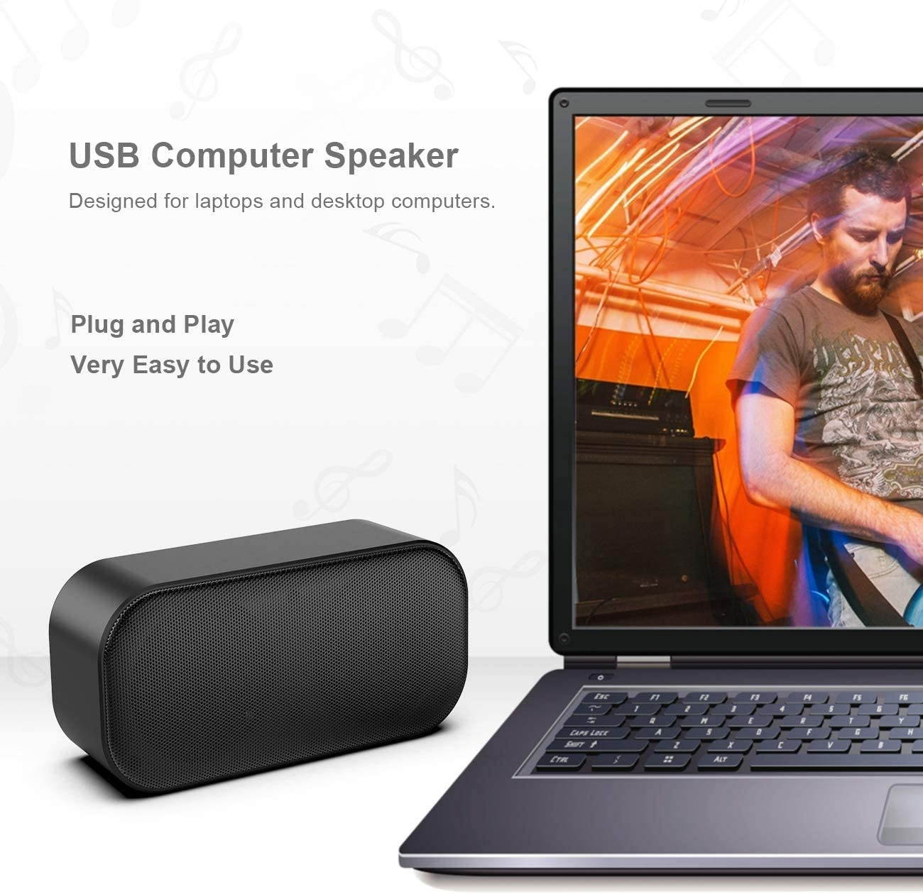 USB Computer Speakers,Laptop Speakers PC Mini Speakers Wired USB Powered,Portable Mini Sound Bar with Stereo Sound