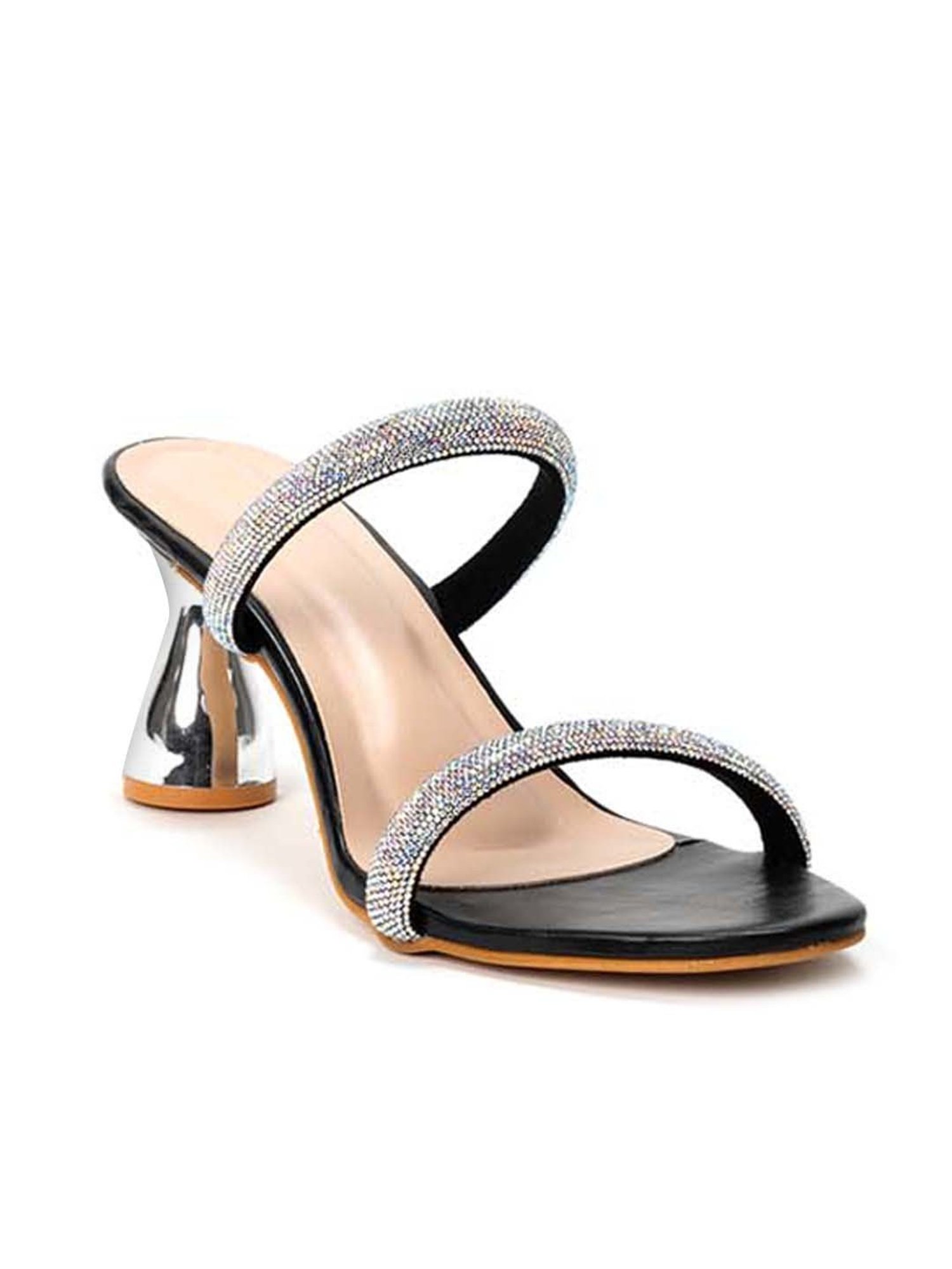 Scentra Women's Black Casual Sandals