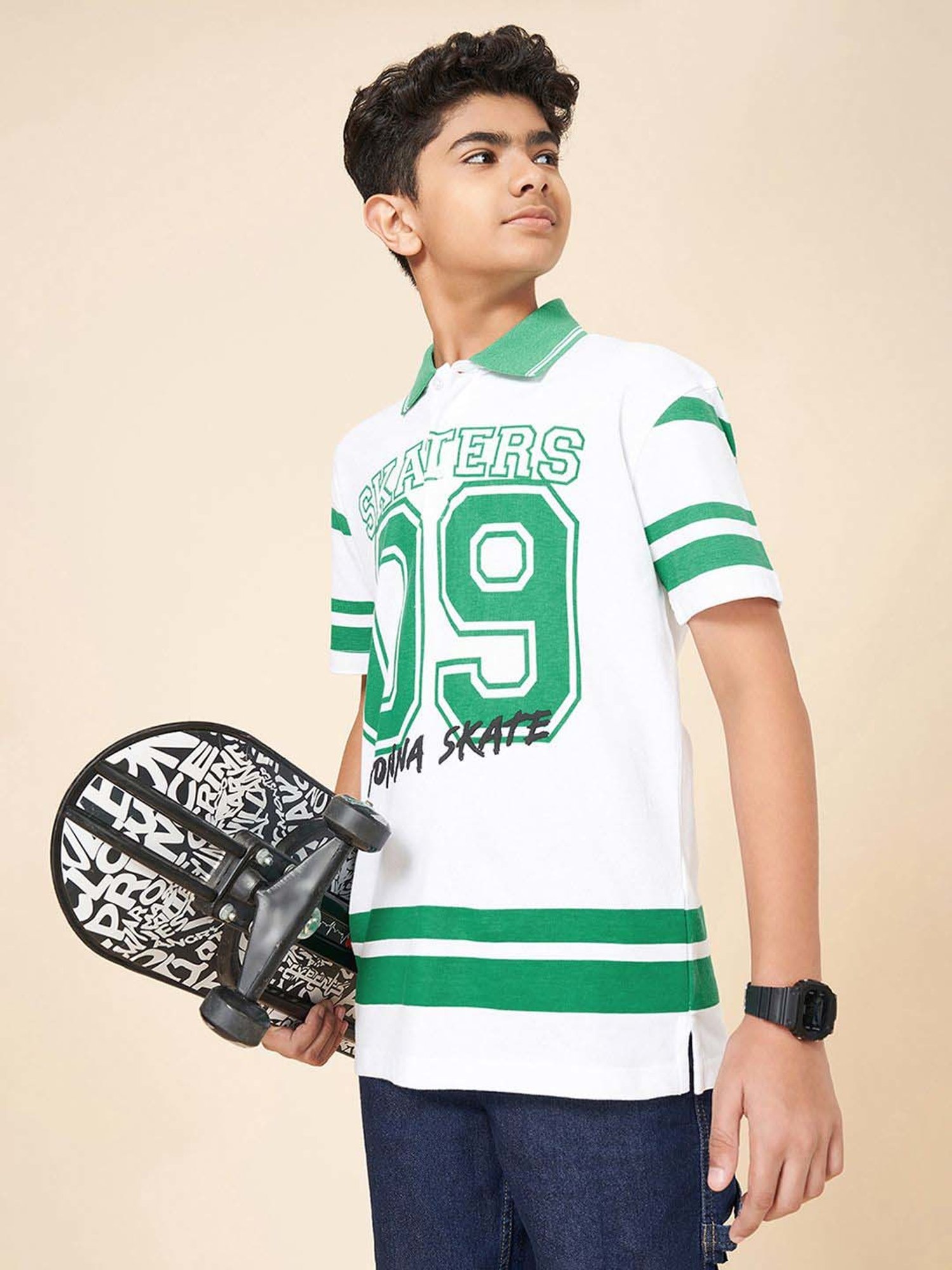 Coolsters by Pantaloons Boys Blarney & White Cotton Printed T-Shirts