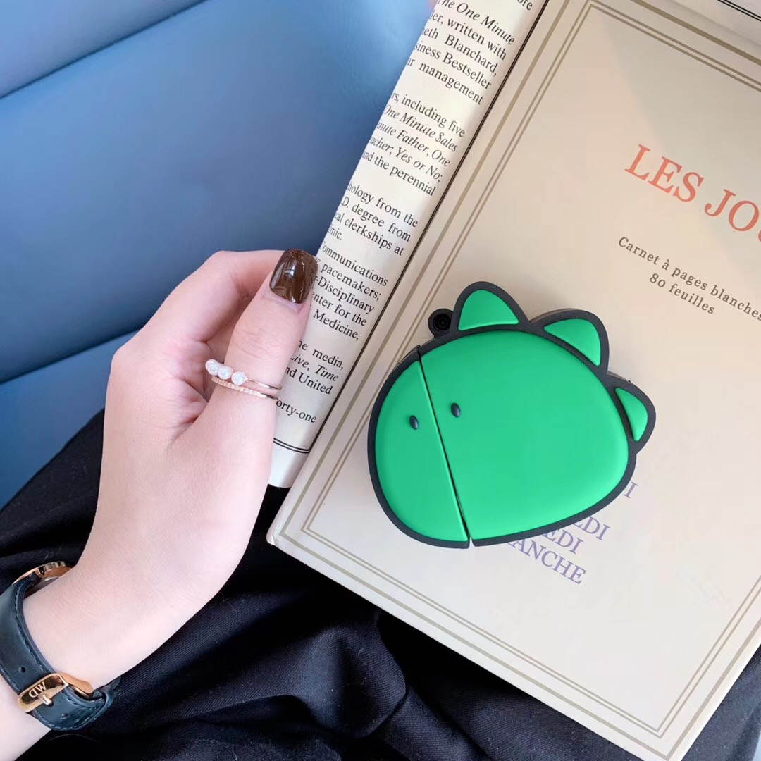 Cute Case for Airpods Case,AirPods 2 Case,Airpods Accessories,Airpods Skin,Cute Cartoon Pink Piglet Slicone Girls Kids Protective Cover Case Compatible for Airpods 1 & 2 Charging Case (Green)