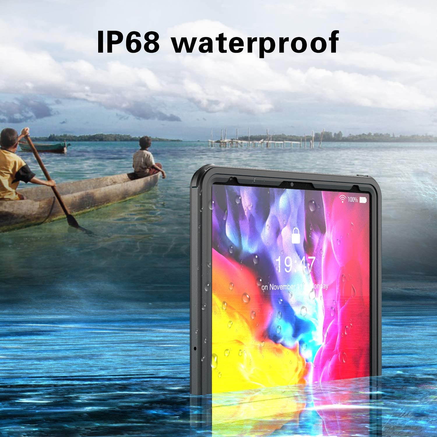 Waterproof Case,with Built-in Screen Protector Dustproof Submersible Full-Body Cover for 2020 iPad Pro 12.9