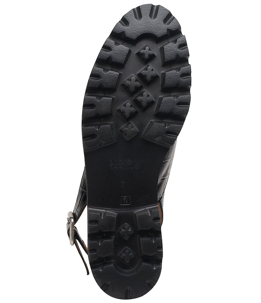 Andre Assous Patty Croco Embossed Leather Slingback Lug Sole Mules