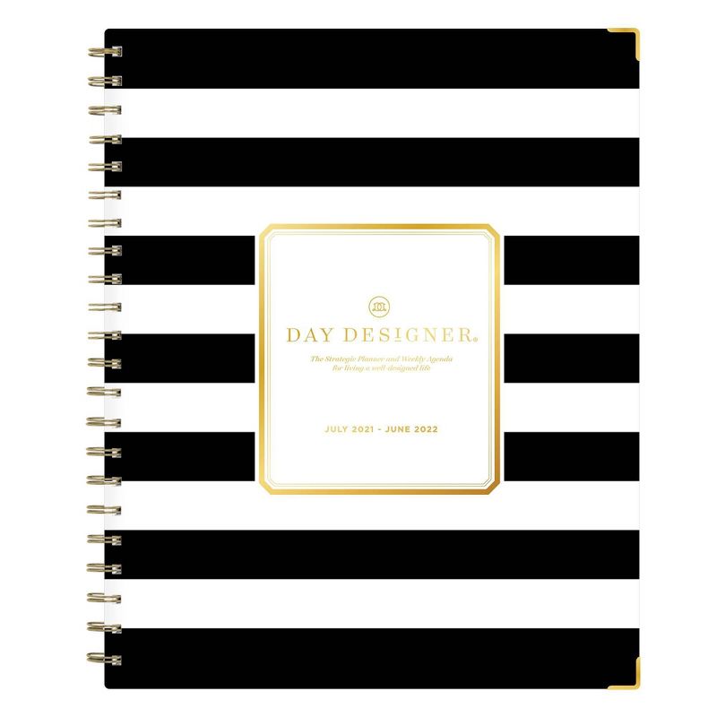 2021-22 Academic Planner 8.5" x 11" Hard Cover Weekly/Monthly Wirebound Rugby Stripe Black - Day Designer