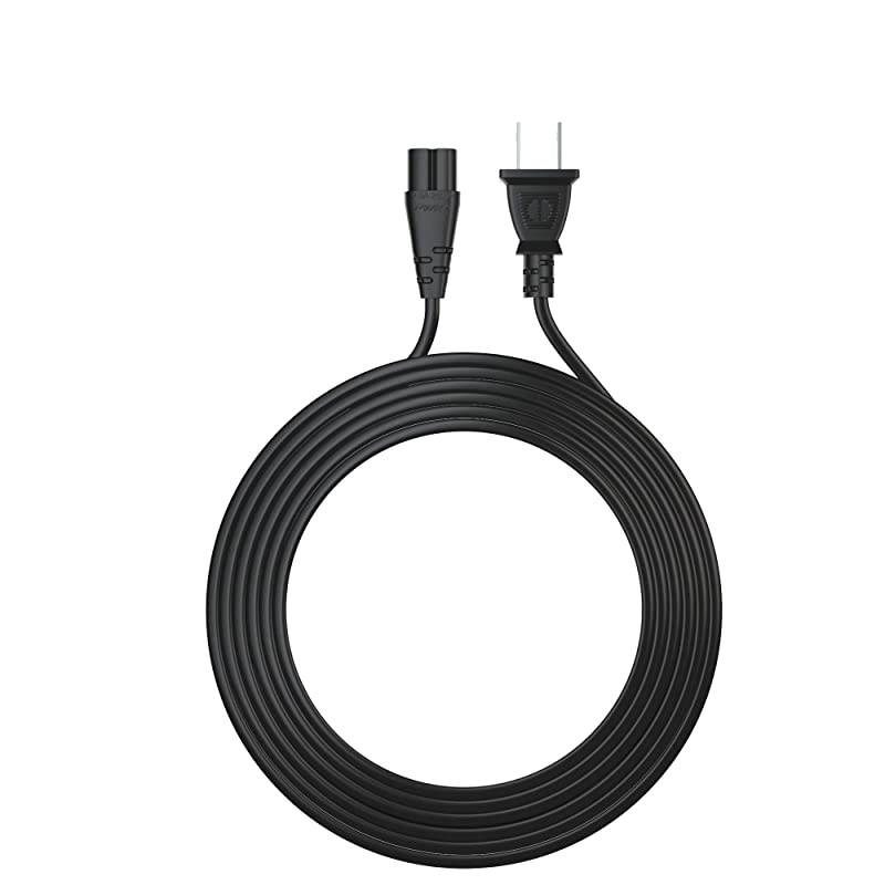 TV Power Cord 12Ft Cable for Samsung LG TCL Sony 2 Prong AC Wall Plug 2Slot LED LCD Insignia Sharp Toshiba JVC Hisense Electronics UN65KS8000FXZA UN40J5200AFXZA 43UH6100 Black
