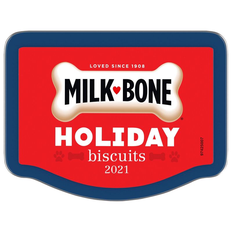 MilkBone Holiday Tin with Original Beef Holiday Dog Biscuits Dog Treats - 24oz