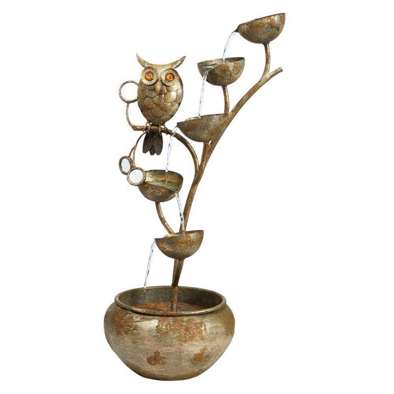 Whooo's Watching Owl Cascading Metal Sculptural Fountain - Acorn Hollow