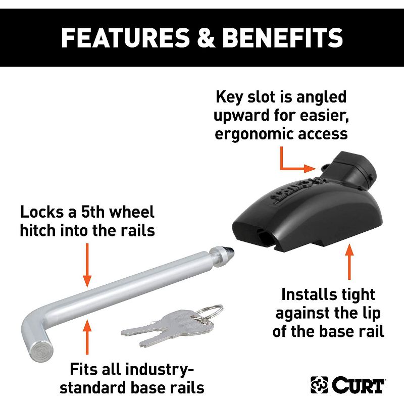 CURT 16085 Heavy Duty Spyder 5th Wheel Base Rail Gooseneck Hitch with 2-5/16 Inch Ball and 1/2 Inch Diameter High Strength Steel Pin, Black