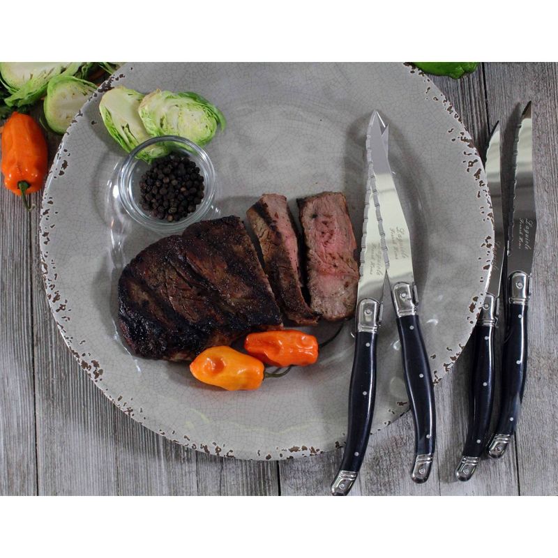 4pk Stainless Steel Laguiole Steak Knives Black - French Home