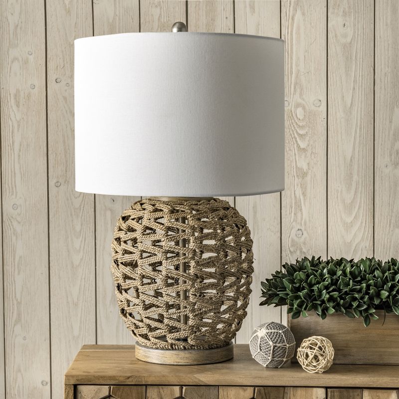 nuLOOM Bristol 24" Rattan Table Lamp Lighting - Tan 23.5" H x 15" W x 15" D