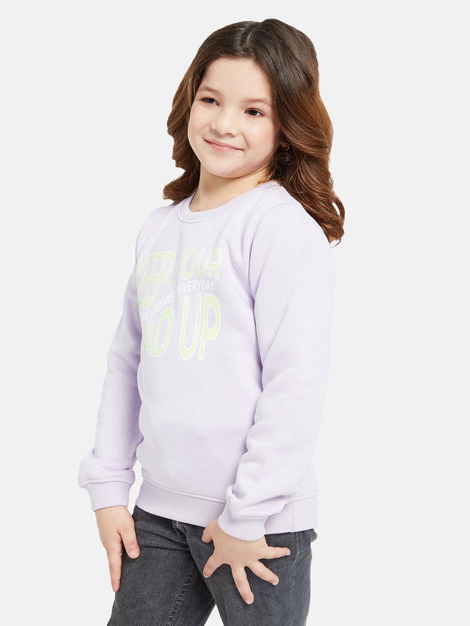 METTLE Kids Lavender Printed Full Sleeves Sweatshirt