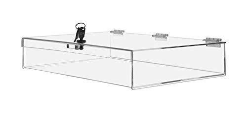 Marketing Holders Acrylic Locking Case Security Show Safe Box Display Lucite Clear 16"w x 13"d x 3"h Qty 1